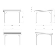 Dessin technique d''un carport avec dimensions