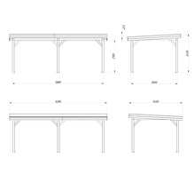 Dessin technique d''un carport avec indications de dimensions