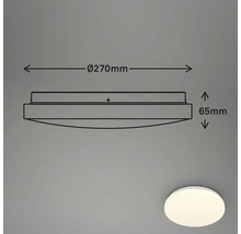 Technische Zeichnung einer Deckenleuchte mit den Maßen 270 mm Durchmesser und 65 mm Höhe