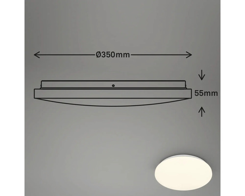 Schéma technique d''un plafonnier d''un diamètre de 350 mm et d''une hauteur de 55 mm