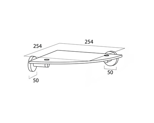 Technische Zeichnung eines Eckregals mit Maßangaben