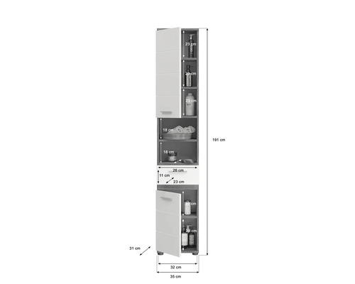 Armoire de salle de bain avec dimensions.