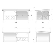 Dessin technique d''un pavillon avec dimensions