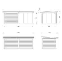Dessin technique d''un abri de jardin avec dimensions