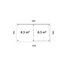 Plan avec indication de la surface et dimensions en centimètres