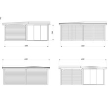 Dessin technique d''un abri de jardin avec dimensions