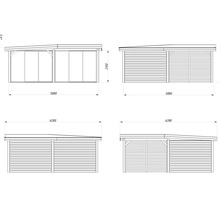 Schéma d''un abri de jardin avec dimensions