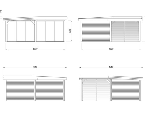 Schéma d''un abri de jardin avec dimensions
