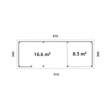 Plan avec les dimensions d''un abri de jardin
