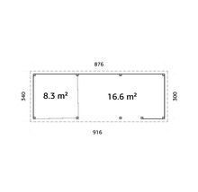 Plan d''un abri de jardin avec indications de surface et dimensions