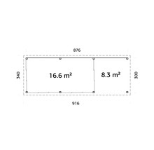 Plan d''un abri de jardin avec indications de surface et dimensions.