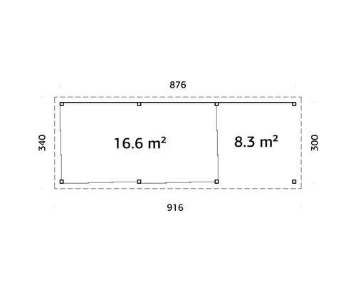 Plan d''un abri de jardin avec indications de surface et dimensions.