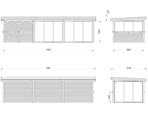 Dessin d''un abri de jardin avec dimensions