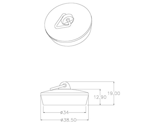 Schéma technique d''un bouchon de vidange avec dimensions