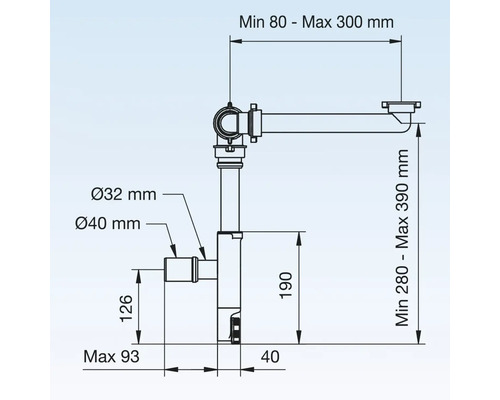 Image avec dimensions pour un siphon