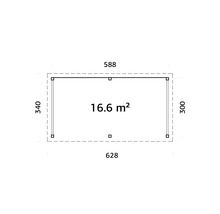 Plan avec dimensions : 16,6 mètres carrés