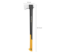 Hache à fendre Fiskars X21 d''une longueur de 81,5 cm et d''une largeur de tête de 18 cm.