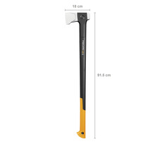 Hache à fendre Fiskars X36 d''une longueur de 91,5 cm et d''une largeur de tête de 18 cm.