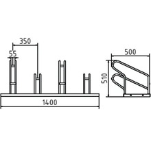 Schake Fahrradständer für Hoch/Tiefstellung für 4 Einstellplätze L =1400 mm