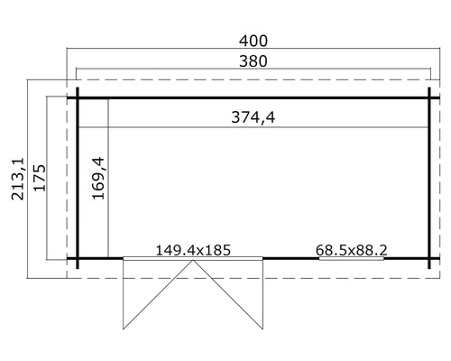 Plan d''un abri de jardin avec indications de mesure