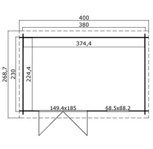 Plan technique d''une cabane de jardin avec dimensions