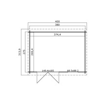 Plan avec les dimensions d''un abri de jardin