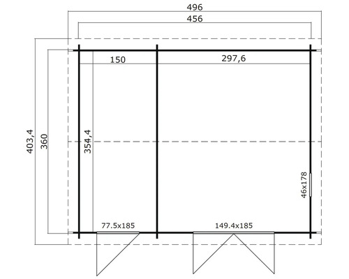 Plan d''un abri de jardin avec dimensions.