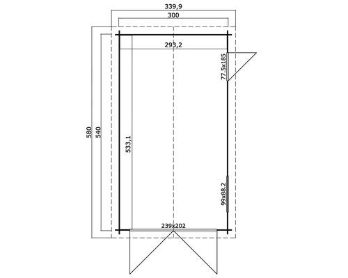 Plan d''un abri de jardin avec indications de mesure