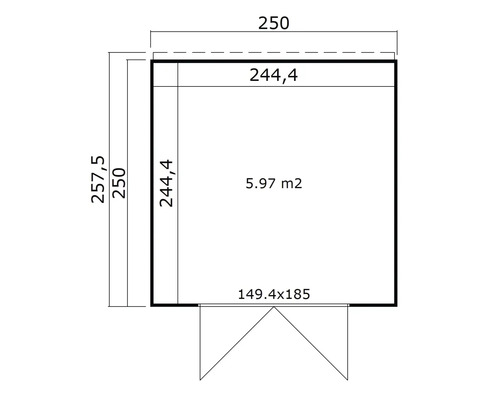 Plan d''un abri de jardin avec indications de dimensions