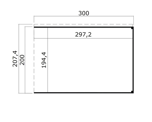 Dessin technique avec cotes : 207,4, 200, 194,4, 300 et 297,2