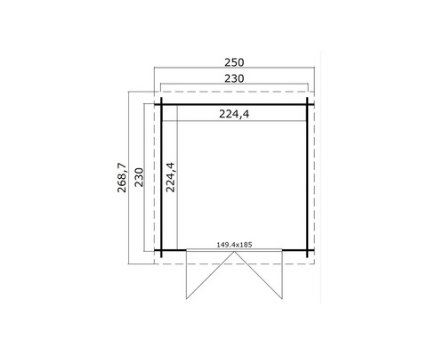 Plan d''un abri de jardin avec indications de dimensions