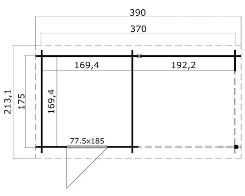 Plan d''un cabanon de jardin avec indication des dimensions
