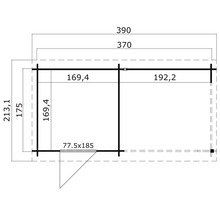 Plan d''un abri de jardin avec des indications de mesure