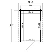 Plan technique d''une cabane de jardin avec dimensions