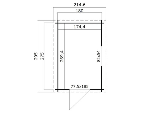 Plan technique d''une cabane de jardin avec dimensions