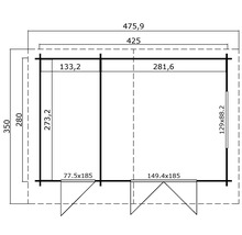 Plan d''un abri de jardin avec des dimensions.