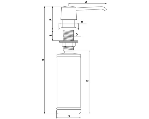 Schéma technique d''un distributeur de savon avec cotes