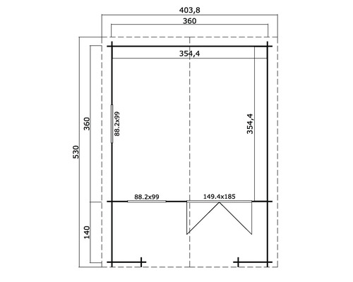 Plan d''un abri de jardin avec indications de mesure