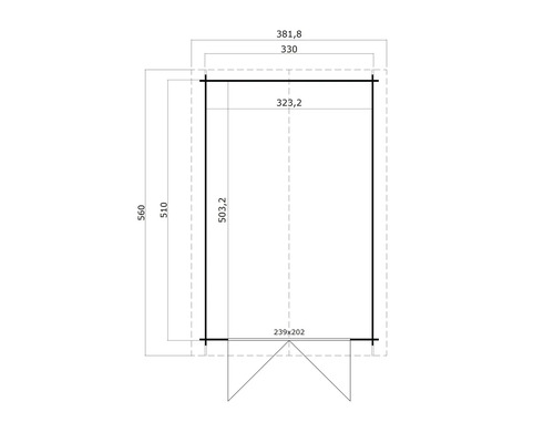 Plan d''un abri de jardin avec indications de dimensions