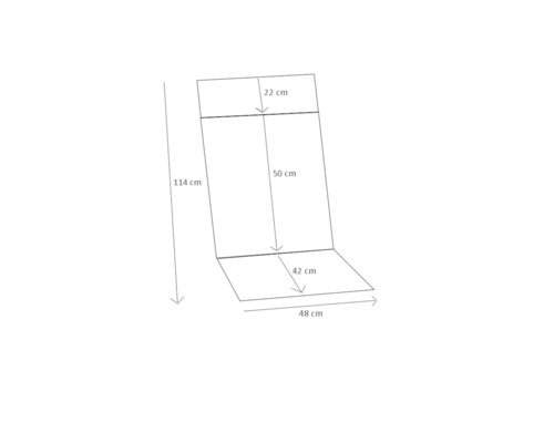 Skizze eines Stuhls mit Maßangaben.