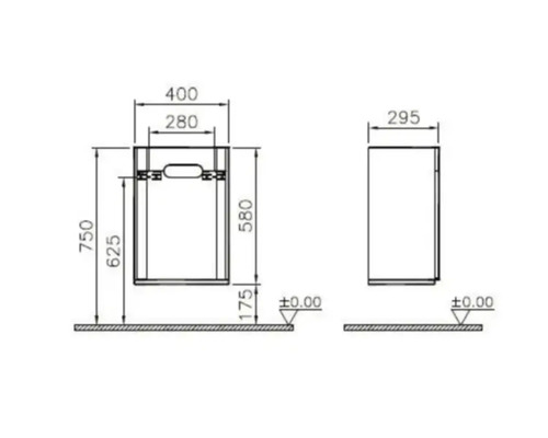 Dessin technique d''une armoire de salle de bain avec dimensions
