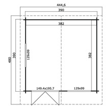 Plan d''un abri de jardin avec indication des dimensions