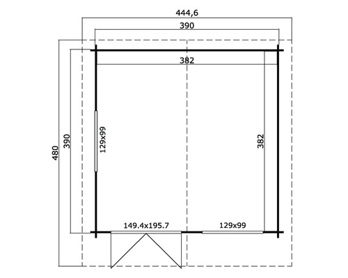 Plan d''un abri de jardin avec indication des dimensions