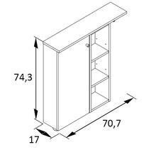 Schéma technique d''une armoire de salle de bains avec dimensions