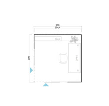 Plan d''un bureau avec mobilier et dimensions.