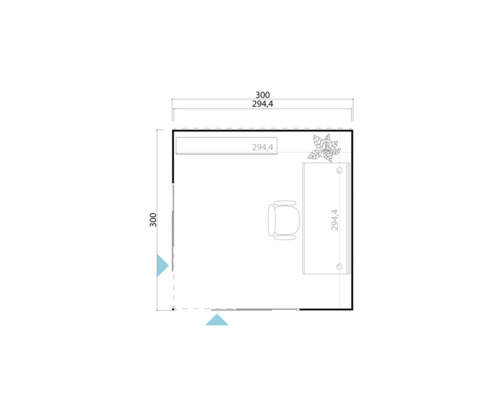 Plan d''un bureau avec mobilier et dimensions.