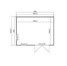 Schéma d''une cabane de jardin avec dimensions