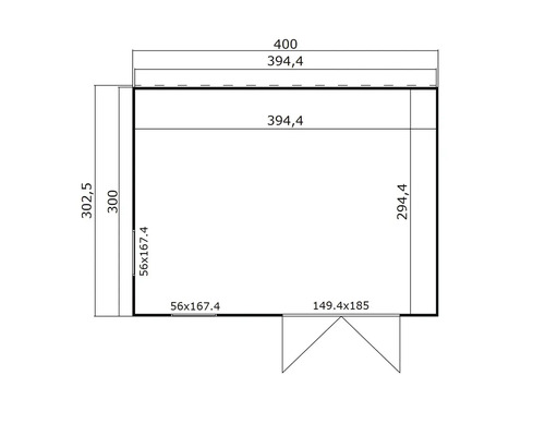 Schéma d''une cabane de jardin avec dimensions