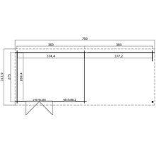 Plan d''un abri de jardin avec des dimensions.