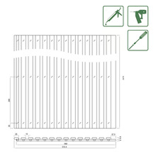 Dessin technique d''un pare-vue avec dimensions et symboles d''outils